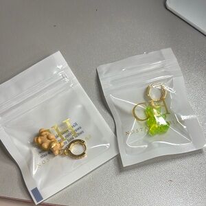 Caroline Herrera Gold and Green Bear Keychains